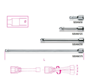 Toppaframlenging 1/2" 250mm
