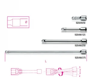Toppaframlenging 1/2" 250mm
