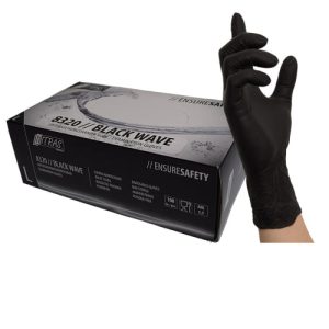 Hanskar einnota Svartir XXL Nitrile