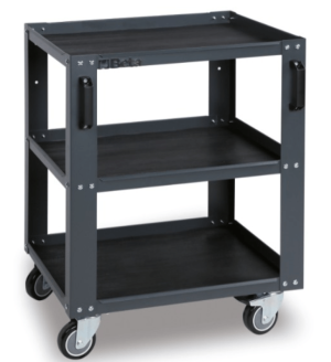 Vinnuborð á hjólum m.3 hillum C45 Grátt