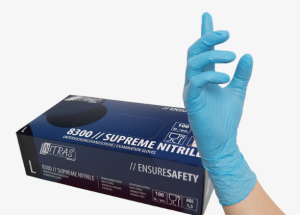 Hanskar einnota Bláir L Nitrile án púð